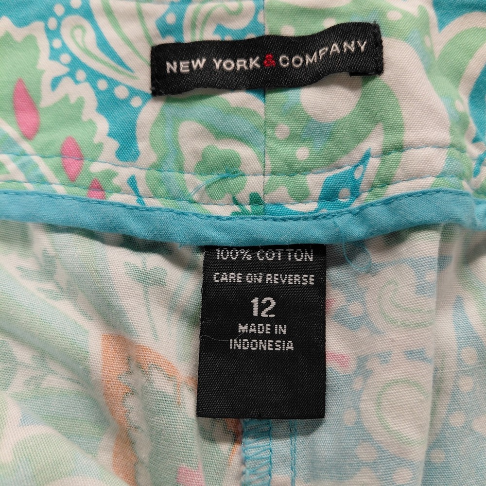 New York & Company Womens Size 12 Skort Paisley Pink Blue Green Colorful Skirt - Picture 12 of 14